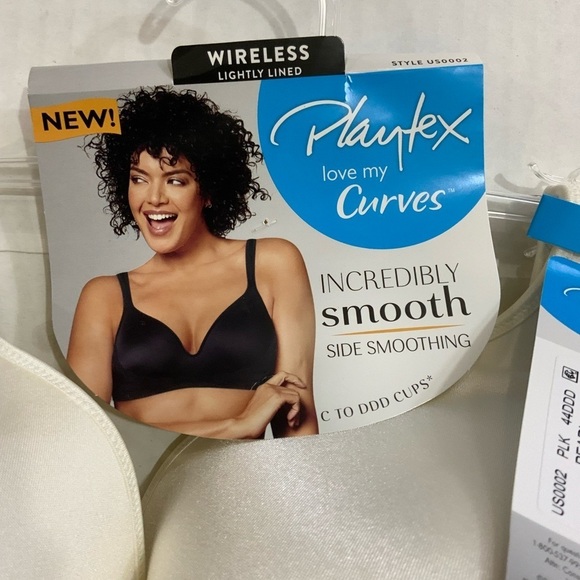 Playtex Bra Love My Curves Side Smoothing Wirefree Tru Support 44DDD Ivory Pearl - Picture 7 of 12